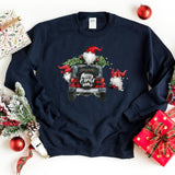 Sweatshirt-Gnomes On Christmas Truck Sweatshirt-S-Navy-Jack N Roy