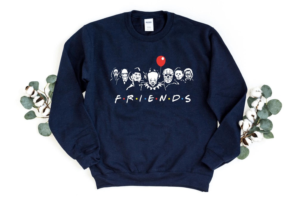 Sweatshirts-Horror Friends Sweatshirt-S-Navy-Jack N Roy