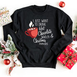 Sweatshirt-Hot Chocolate & Christmas Movies Sweatshirt-S-Black-Jack N Roy
