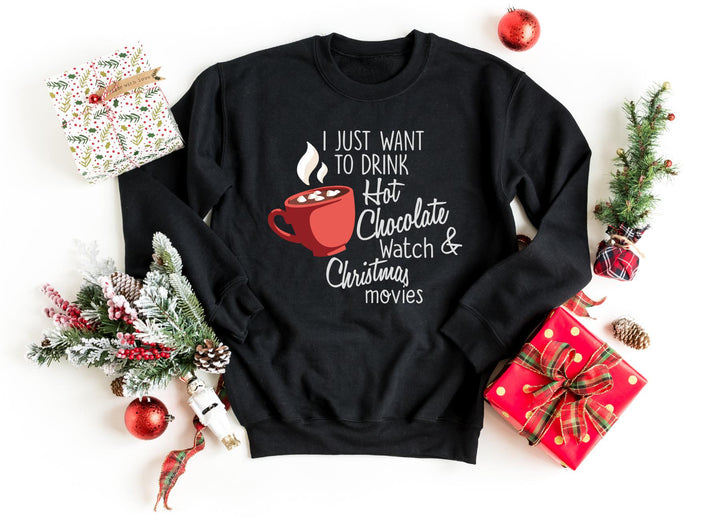 Sweatshirts-Hot Chocolate & Christmas Movies Sweatshirt-S-Black-Jack N Roy