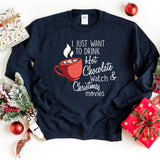Sweatshirt-Hot Chocolate & Christmas Movies Sweatshirt-S-Navy-Jack N Roy