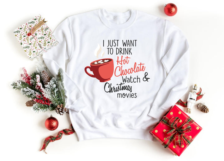 Sweatshirts-Hot Chocolate & Christmas Movies Sweatshirt-S-White-Jack N Roy
