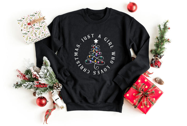 Sweatshirts-Just A Christmas Girl Sweatshirt-S-Black-Jack N Roy