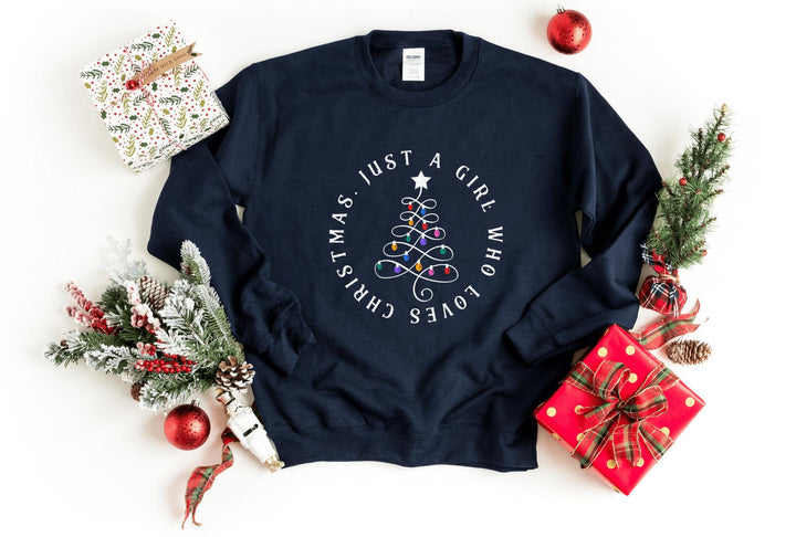 Sweatshirts-Just A Christmas Girl Sweatshirt-S-Navy-Jack N Roy
