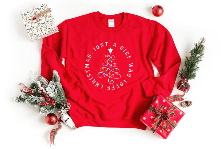 Sweatshirts-Just A Christmas Girl Sweatshirt-S-Red-Jack N Roy