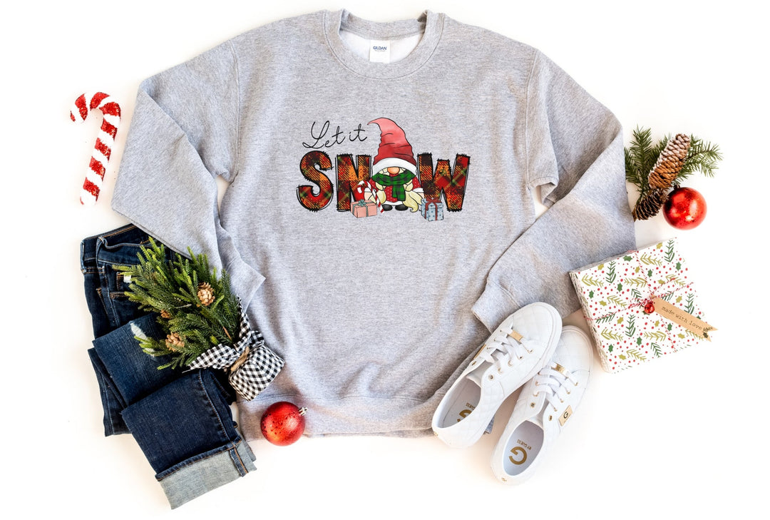 Sweatshirts-Let It Snow Gnome Sweatshirt-S-Sport Grey-Jack N Roy