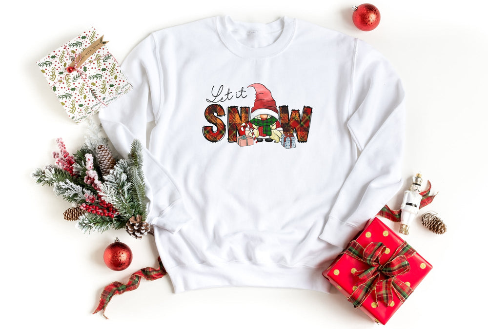 Sweatshirts-Let It Snow Gnome Sweatshirt-S-White-Jack N Roy