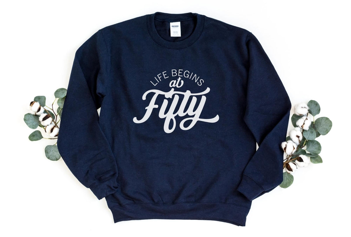 Sweatshirt-Life Begins At 50 Sweatshirt-S-Navy-Jack N Roy