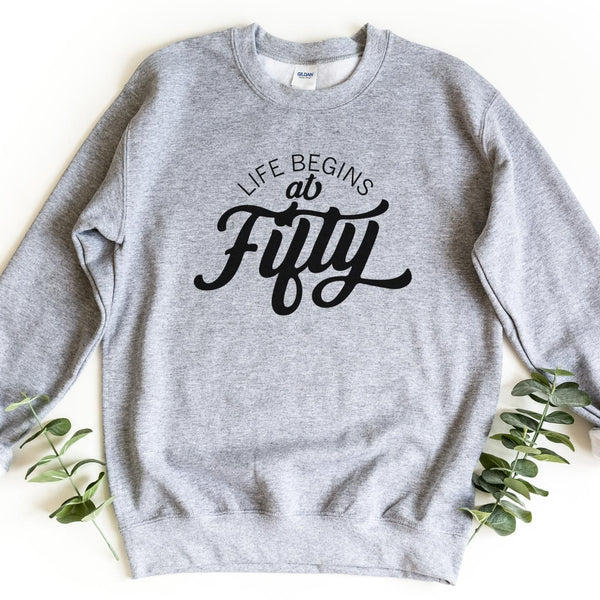 Sweatshirt-Life Begins At 50 Sweatshirt-S-Sport Grey-Jack N Roy