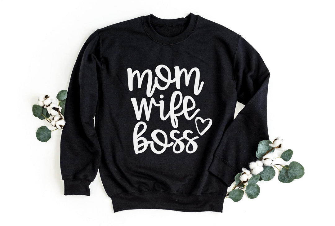 Sweatshirts-Mom Wife Boss Sweatshirt-S-Black-Jack N Roy