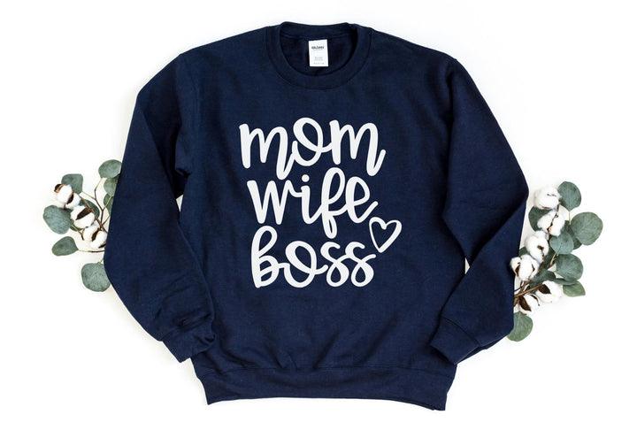 Sweatshirts-Mom Wife Boss Sweatshirt-S-Navy-Jack N Roy