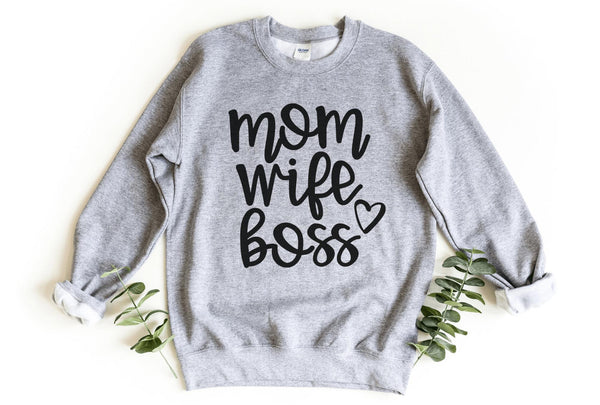 Sweatshirt-Mom Wife Boss Sweatshirt-S-Sport Grey-Jack N Roy