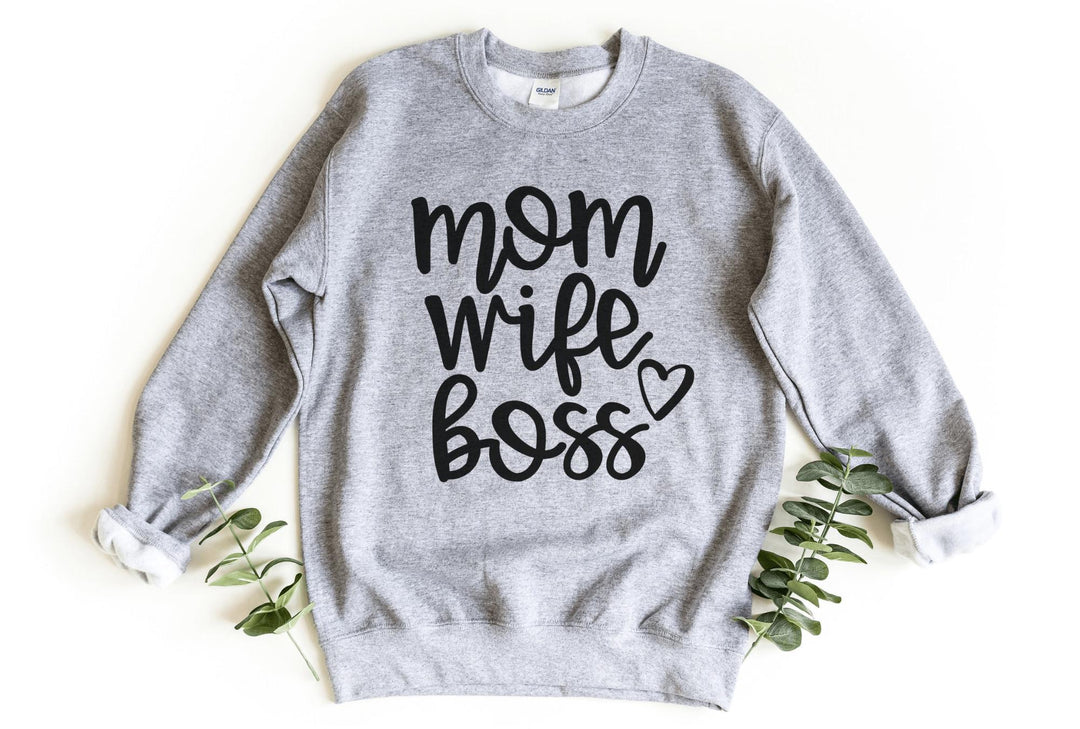Sweatshirts-Mom Wife Boss Sweatshirt-S-Sport Grey-Jack N Roy