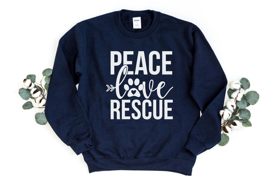 Sweatshirts-Peace Love Rescue Sweatshirt-S-Navy-Jack N Roy