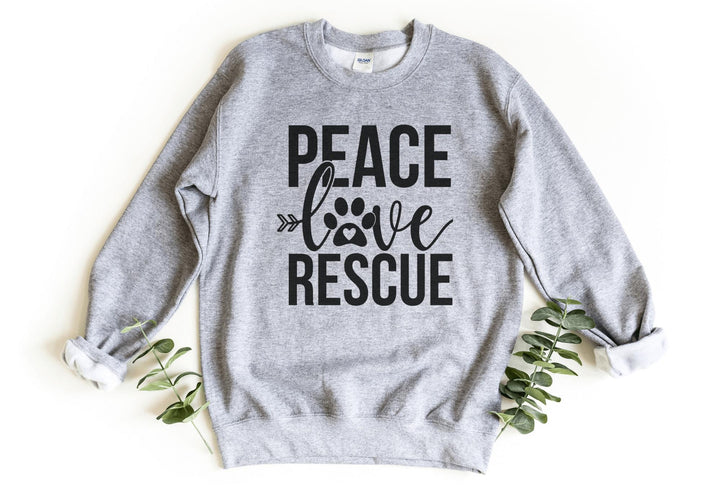 Sweatshirts-Peace Love Rescue Sweatshirt-S-Sport Grey-Jack N Roy