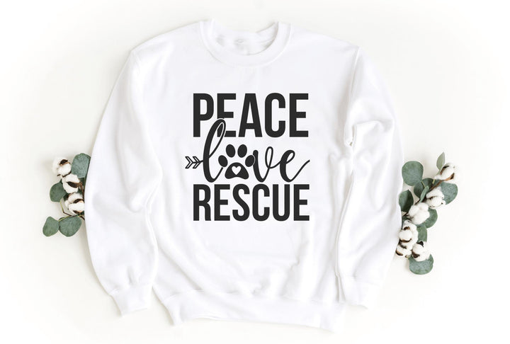 Sweatshirts-Peace Love Rescue Sweatshirt-S-White-Jack N Roy