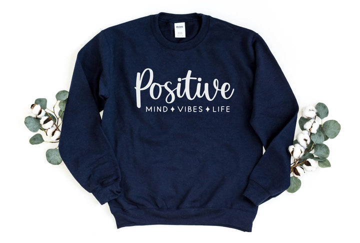Sweatshirts-Positive Mind, Vibes, Life Sweatshirt-S-Navy-Jack N Roy
