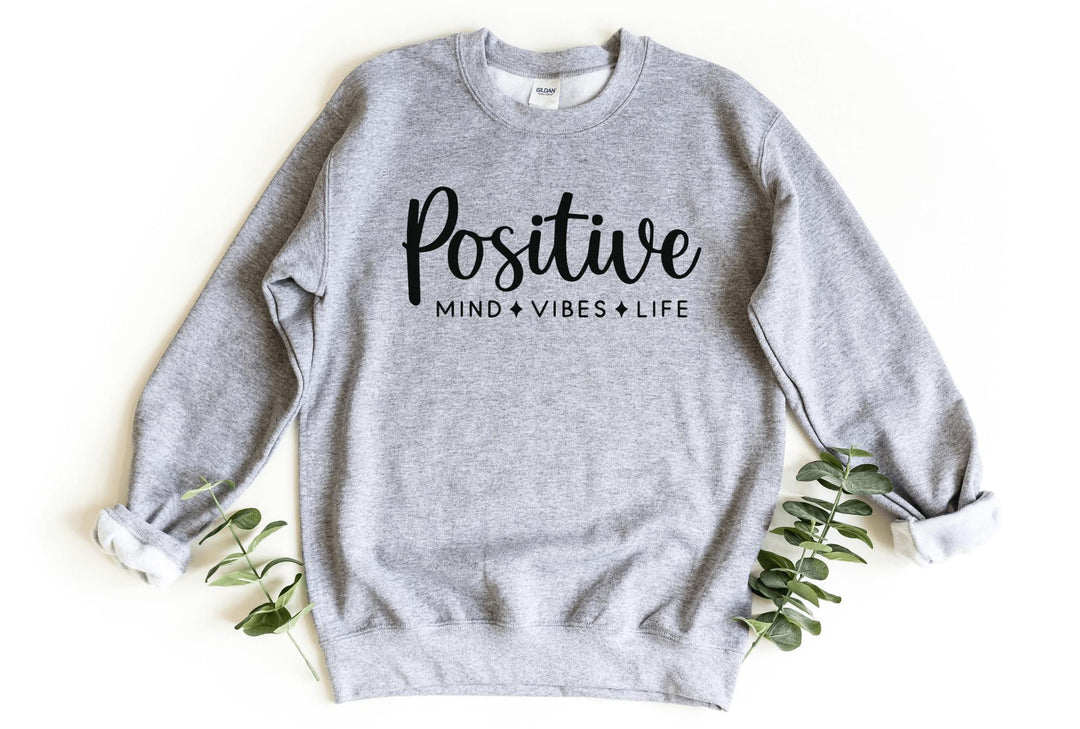 Sweatshirts-Positive Mind, Vibes, Life Sweatshirt-S-Sport Grey-Jack N Roy