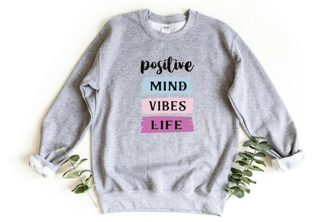 Sweatshirts-Positive Mind, Vibes, Life Sweatshirt-S-Sport Grey-Jack N Roy