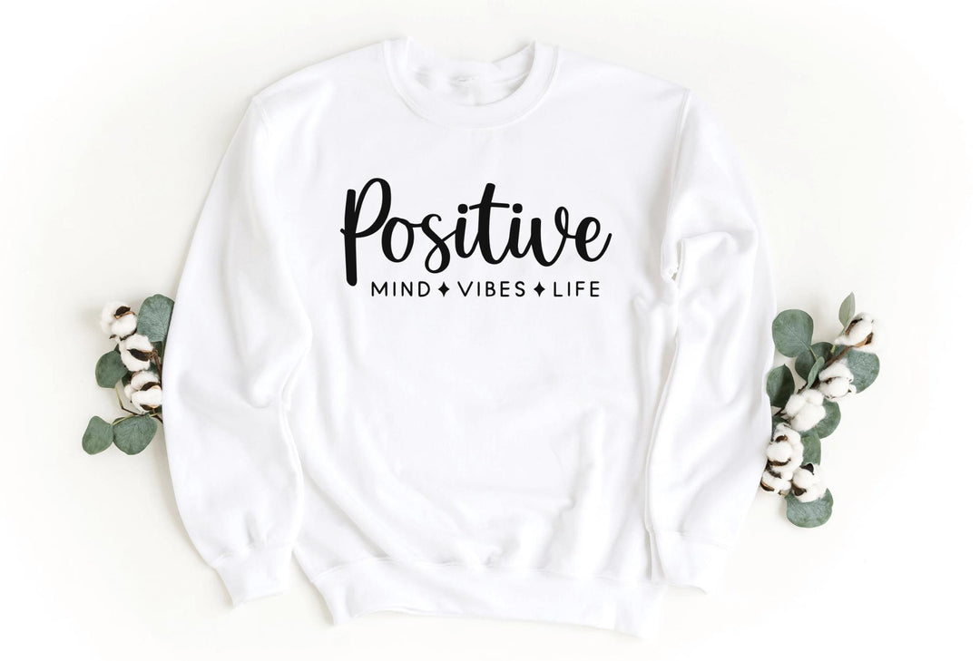 Sweatshirts-Positive Mind, Vibes, Life Sweatshirt-S-White-Jack N Roy