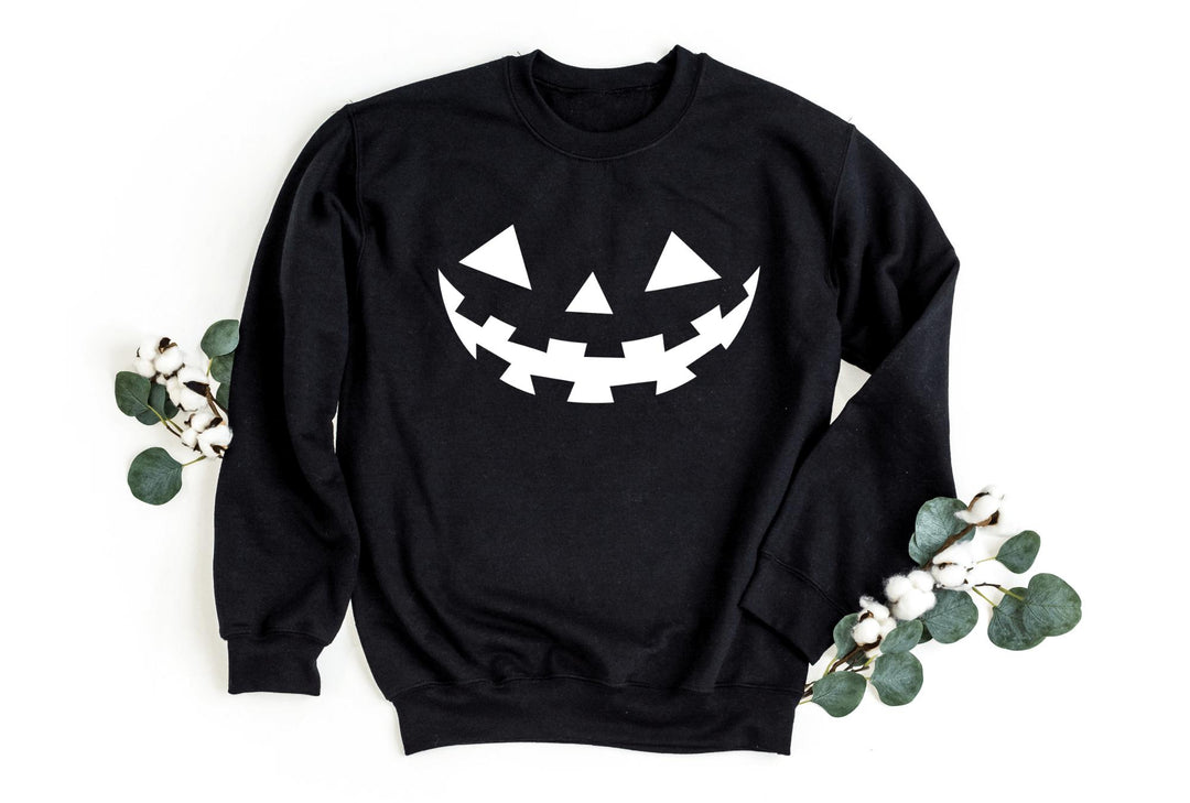 Sweatshirts-Pumpkin Face Sweatshirt-S-Black-Jack N Roy