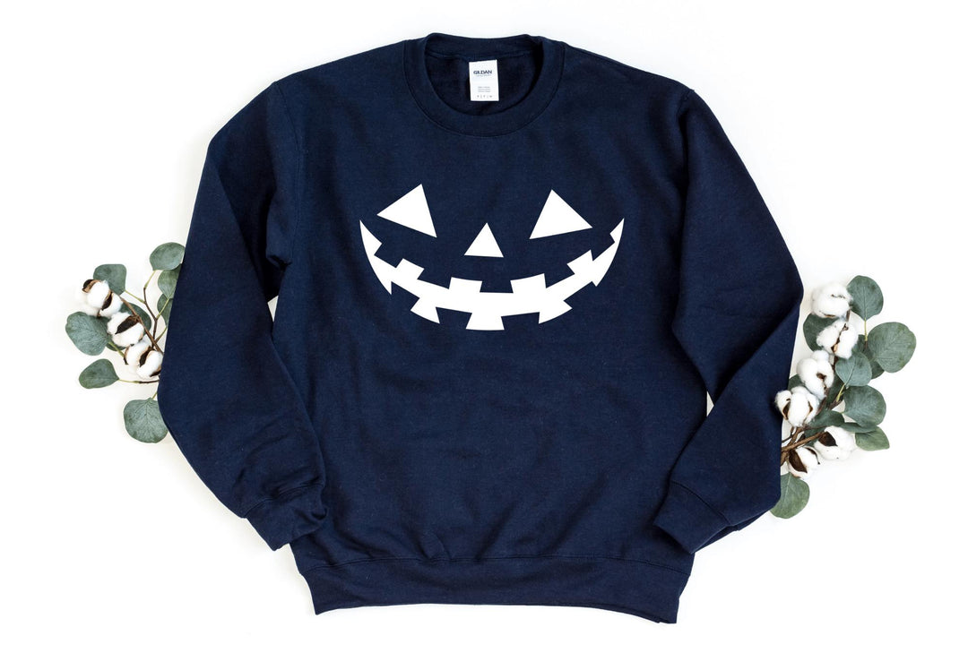 Sweatshirts-Pumpkin Face Sweatshirt-S-Navy-Jack N Roy