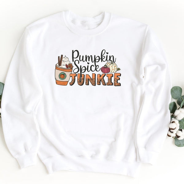 Sweatshirt-Pumpkin Spice Junkie Sweatshirt-S-White-Jack N Roy
