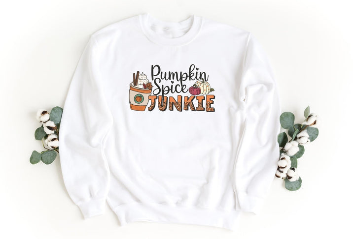 Sweatshirts-Pumpkin Spice Junkie Sweatshirt-S-White-Jack N Roy
