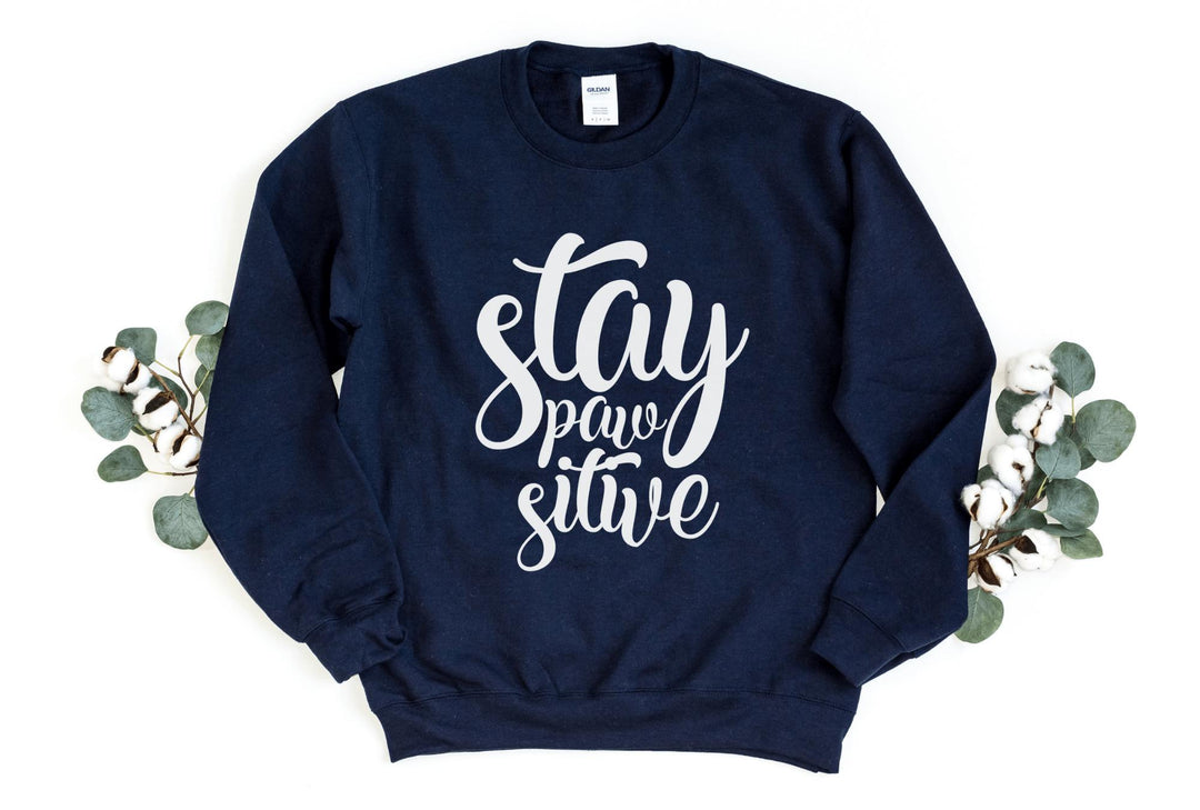 Sweatshirts-Stay Pawsitive Sweatshirt-S-Navy-Jack N Roy