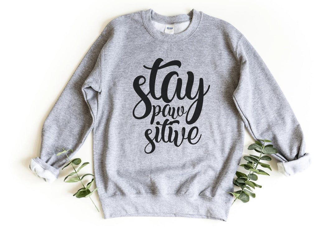 Sweatshirts-Stay Pawsitive Sweatshirt-S-Sport Grey-Jack N Roy