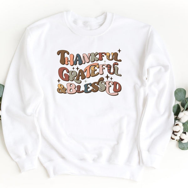 Sweatshirt-Thankful Grateful Blessed Sweatshirt-S-White-Jack N Roy