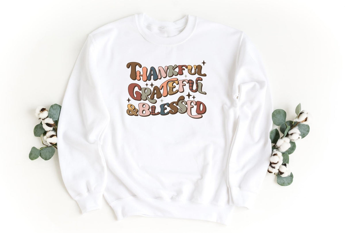 Sweatshirt-Thankful Grateful Blessed Sweatshirt-S-White-Jack N Roy