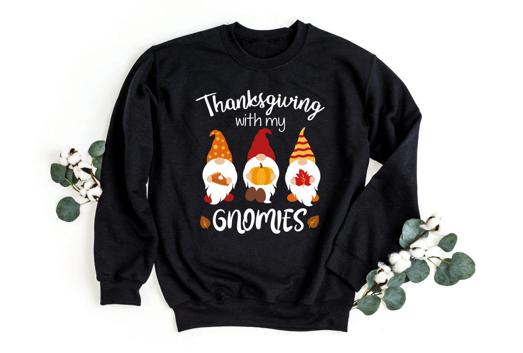 Sweatshirts-Thanksgiving Gnomies Sweatshirt-S-Black-Jack N Roy