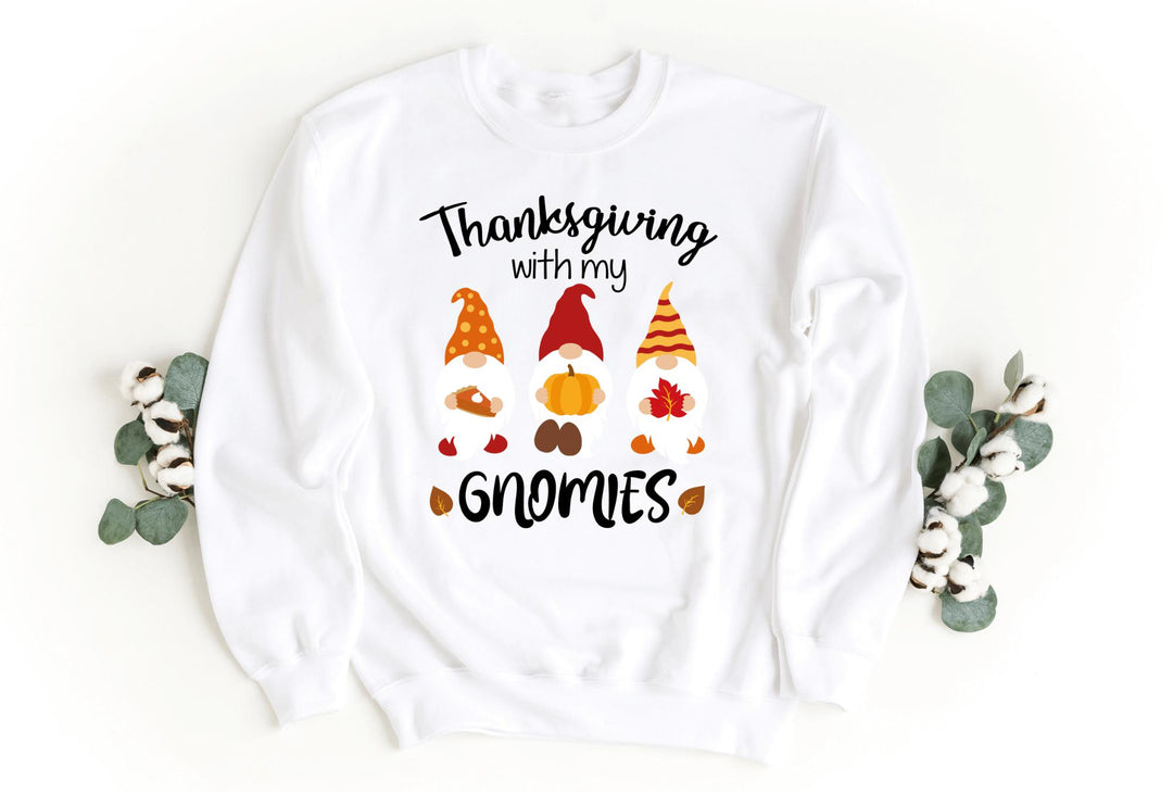 Sweatshirts-Thanksgiving Gnomies Sweatshirt-S-White-Jack N Roy