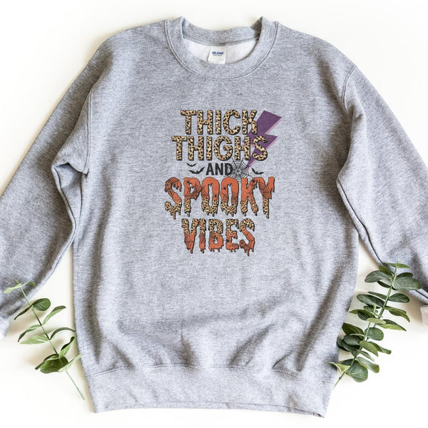 Sweatshirt-Thick Thighs & Spooky Vibes Sweatshirt-S-Sport Grey-Jack N Roy