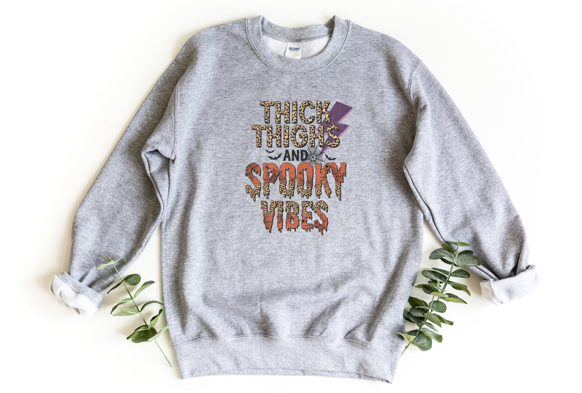 Sweatshirt-Thick Thighs & Spooky Vibes Sweatshirt-S-Sport Grey-Jack N Roy
