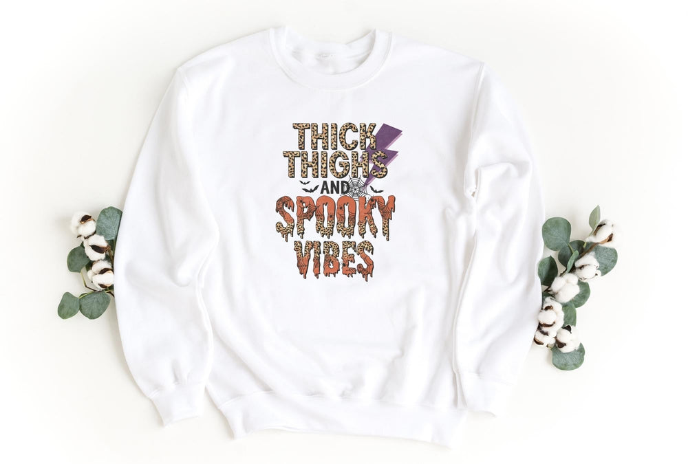 Sweatshirts-Thick Thighs & Spooky Vibes Sweatshirt-S-White-Jack N Roy