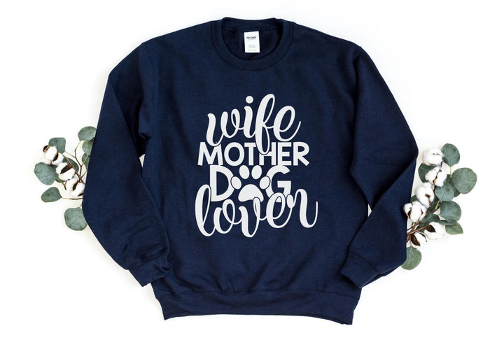 Sweatshirts-Wife Mother Dog Lover Sweatshirt-S-Navy-Jack N Roy