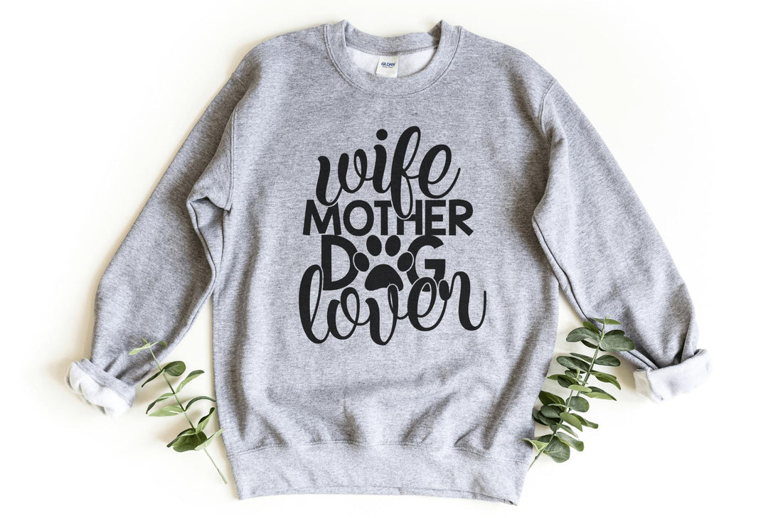 Sweatshirts-Wife Mother Dog Lover Sweatshirt-S-Sport Grey-Jack N Roy