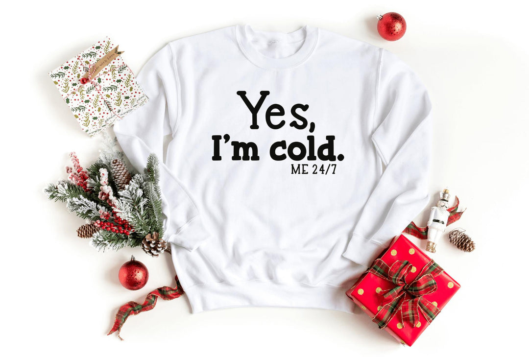 Sweatshirts-Yes, I'm Cold Sweatshirt-S-White-Jack N Roy