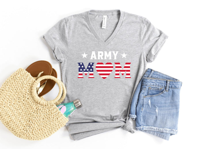 V-Neck Shirt-Army Mom V-Neck-S-Athletic Heather-Jack N Roy
