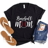V-Neck Shirt-Baseball Mom V-Neck-S-Black-Jack N Roy