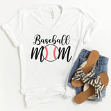 V-Neck Shirt-Baseball Mom V-Neck-S-White-Jack N Roy