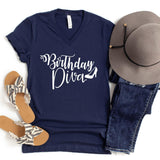 V-Neck Shirt-Birthday Diva V-Neck-S-Navy-Jack N Roy