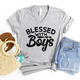 V-Neck Shirt-Blessed With Boys V-Neck-S-Athletic Heather-Jack N Roy
