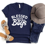 V-Neck Shirt-Blessed With Boys V-Neck-S-Navy-Jack N Roy