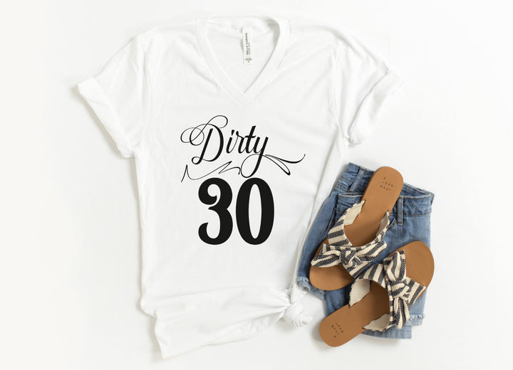 V-Neck Shirt-Dirty Thirty V-Neck-S-White-Jack N Roy