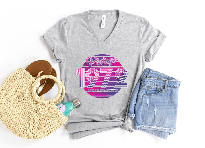 V-Neck Shirt-Disco Vintage Custom V-Neck (Customize Your Year)-S-Athletic Heather-Jack N Roy