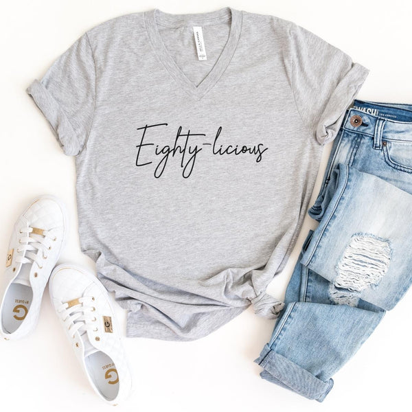 V-Neck Shirt-Eighty-licious V-Neck-S-Athletic Heather-Jack N Roy