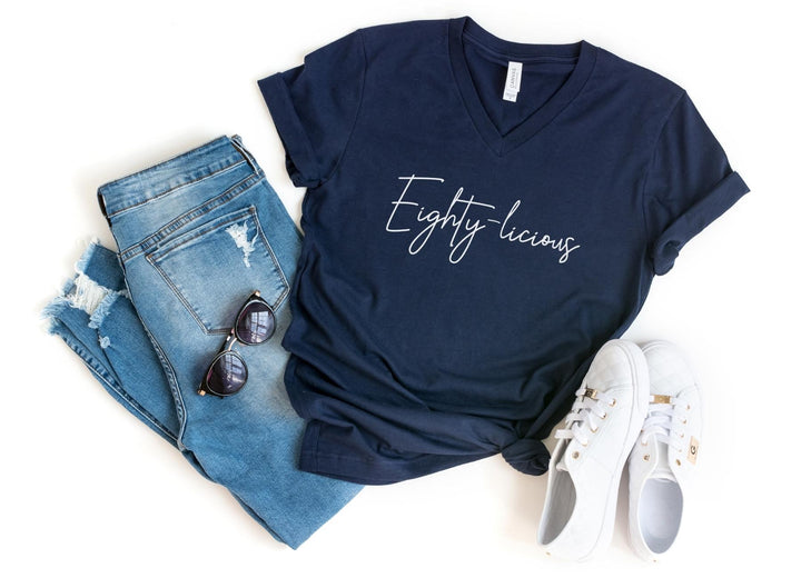 V-Neck Shirt-Eighty-licious V-Neck-S-Navy-Jack N Roy